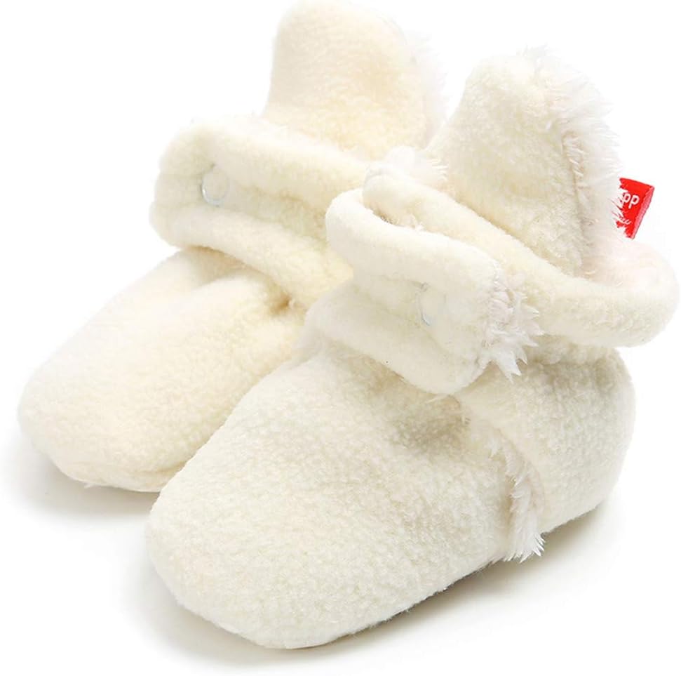 251226182931560_1 Infant Baby Girls Boys Fleece Booties Soft Non-Slip Sole Winter Warm Cozy with Grippers Stay On Socks Newborn Toddler First Walkers Crib Shoes - Image 1